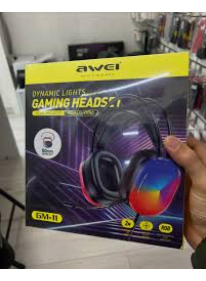 أوي سماعة ألعاب Awei GM-11 سلكية، مزودة بإضاءة RGB (طولها متران). قوة. دقة. أداء. - Image 3